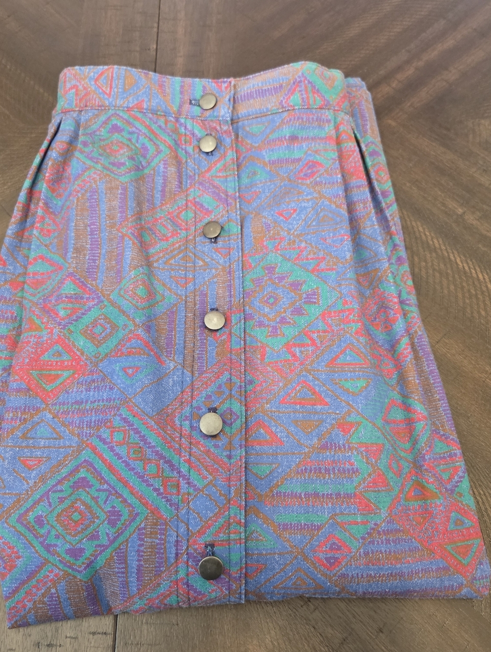 VTG Koret City Blues Southwestern Denim Midi Skirt Plus Size 20W Button Front - Picture 14 of 15